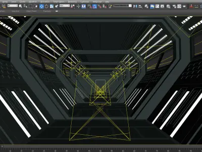 SCI FI INTERIOR SCENE SPACE SHIP CORRIDOR Low-poly 3D model