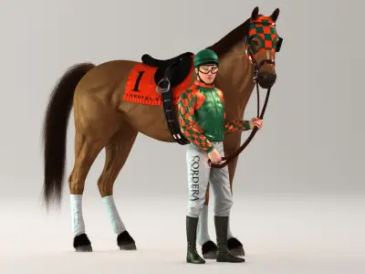  Racehorse and Jockey HQ Editorial License 