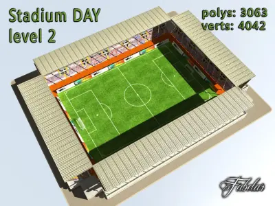 Stadium Level 2 Day Low-poly 3D model