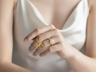 Hexa Lux Minimal Gold Ring with Diamond Cut 3D print model