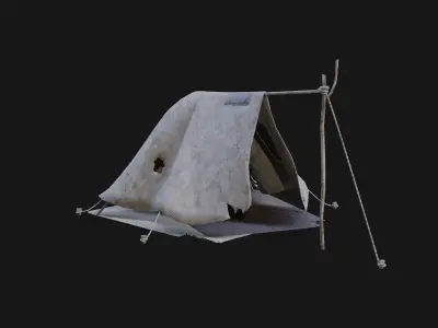 POST APO IMPROVISED TENT SHELTER CAMP BUSH SURVIVAL COLLECTION Low-poly 3D model