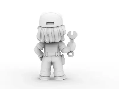 Cartoon Mechanic Girl 3D Printable 3D print model
