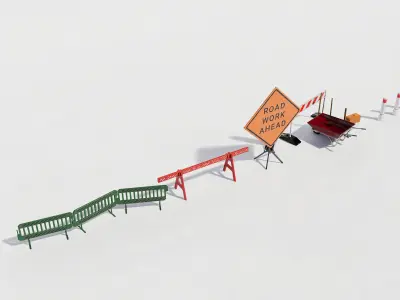 Traffic Barrier Pack  3d model Low-poly 3D model