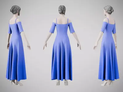 Dress 10 Very Light Blue Low-poly 3D model