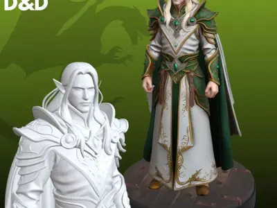 Elf Elven Ranger STL Tabletop RPG Character 3D 3D print model