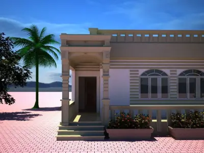 Classic One-Story Villa Project A121 3D Model Render 3D model