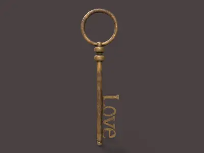 Medieval Copper Key V3 Low-poly 3D model