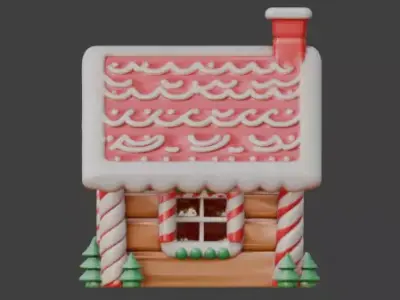 Cartoon Christmas Gingerbread House 3D Model Low-poly 3D model