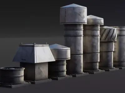 Roof Vent Props Pack - Optimized Game Ready 3D Models Low-poly 3D model
