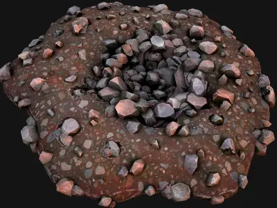 Gemstone Ore Deposits Mine Environment Low-poly 3D model