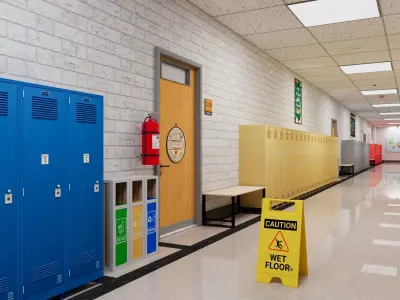 School Hallway Corridor 3D model