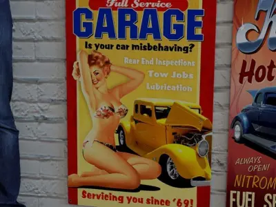 VINTAGE SIGNS PACK - SERVICE PARTS AND GARAGE Low-poly 3D model