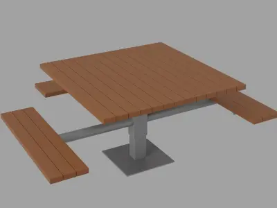 Disabled Picnic Table Low-poly 3D model