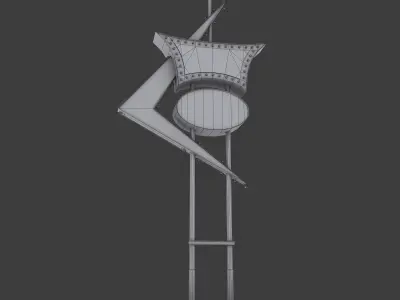 Four Aces Movie Set Sign Low-poly 3D model