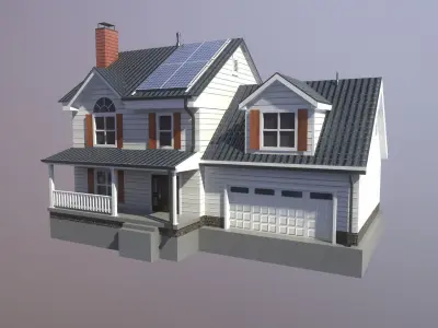 Modern Suburban House 2 Low-poly 3D model