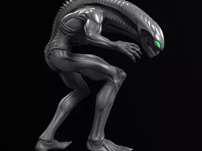 Alien Stalker Sci-Fi Creature Rigged Low-poly 3D model
