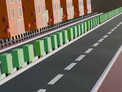 3d Town Model For 3d Cartoon Animation Low-poly 3D model
