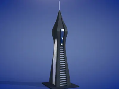 Sci-fi Futuristic Building Low-poly 3D model