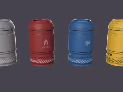 Sci-FI Barrel Low-poly 3D model