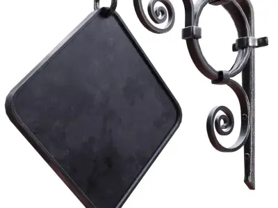 Signboard 5 metal sign hanging Low-poly 3D model