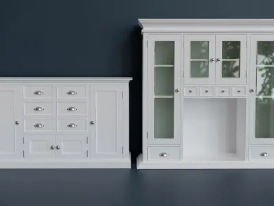 White wooden kitchen cabinet 3D model