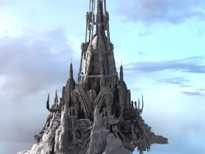 Sky Drake Austrian Castle city 3D model