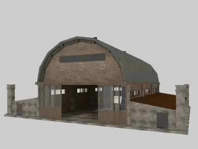 Low poly Warehouse Old interior and exterior 2 Low-poly 3D model