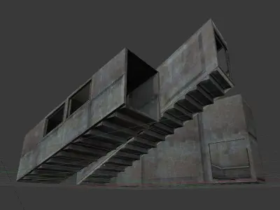 Three stairs components Free low-poly 3D model