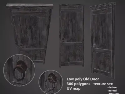 old door Low-poly 3D model