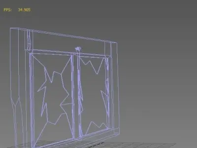 Window 3 broken glass Low-poly 3D model