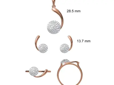 Light wt Ring Earrings Pendant set stl jcd 1-render details 3D print model 43
