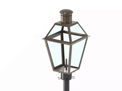 French Quarter Post Mount Gas Lantern 3D model
