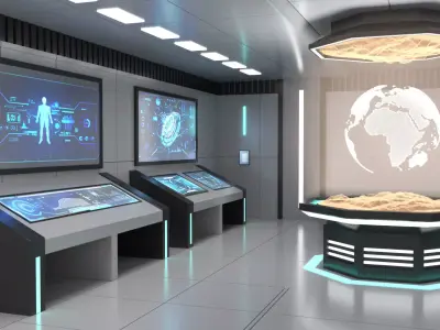 Sci Fi Futuristic Control Room Low-poly 3D model