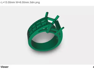 Men Ring With Emerald Cut Center Stone 3D print model