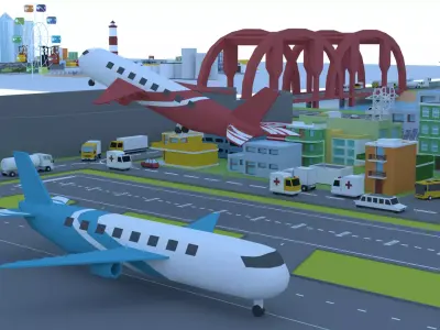 Low Poly 3D Urban City  Model Pack Half Price Promo Low-poly 3D model