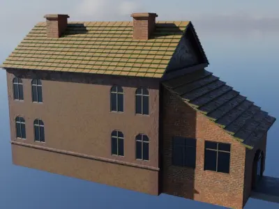 Old two-story house Free low-poly 3D model