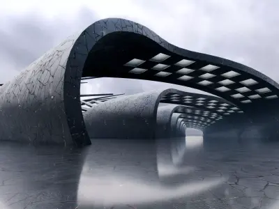 Parametric Futuristic Passage- Architecture Background- V2U7 Low-poly 3D model