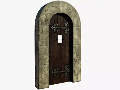 Medieval Door Low-poly 3D model 40