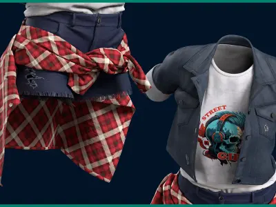 female street outfit with texture 3D model