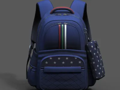 Backpack kid baggage bag luggage human  Low-poly 3D model