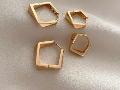 polygonallearringsjewellry geometric hoop earrings 3D print model