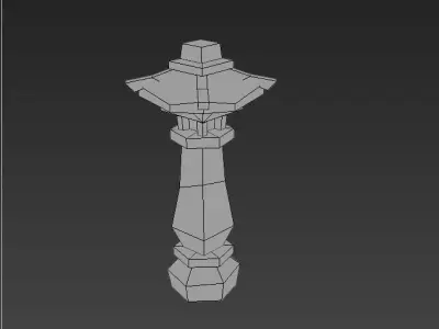 Cartoon bottom mold hand-painted game stone lamp Free low-poly 3D model