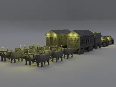 Convoy of Settlers Tabletop Terrain 28 mm 3D print model