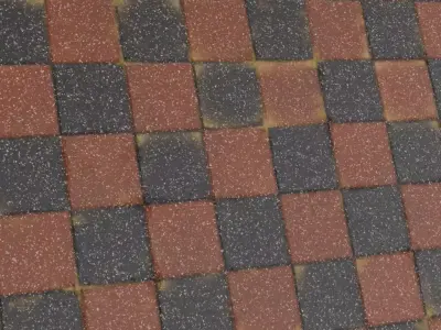 Retro Checkered Granite Tiles PBR Seamless Texture