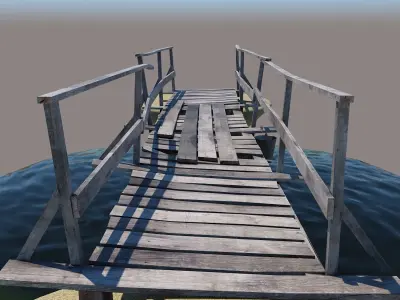 Wooden bridge Free low-poly 3D model