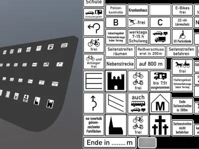 Additional traffic signs - 3 Low-poly 3D model
