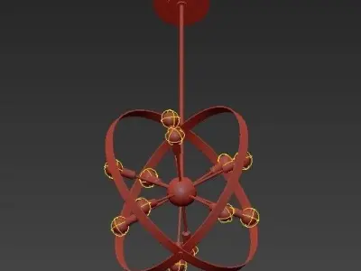Warm Brass 12 Light Chandelier 3D model