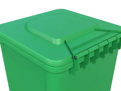 Wheeled Trash Can Low-poly 3D model