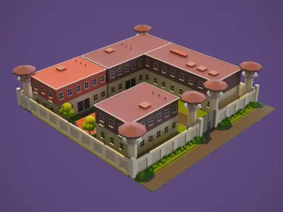 Cartoon Buildings 3D model