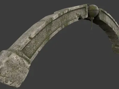 Mossy Stone Arch with Ornaments Low-poly 3D model
